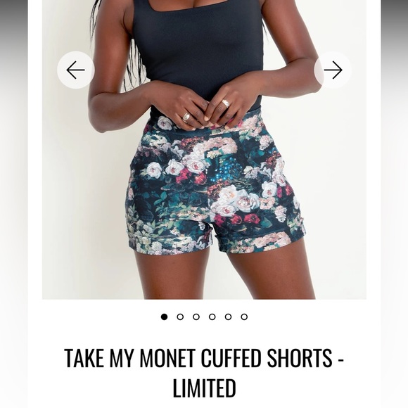 Blackmilk Pants - Blackmilk Take My Monet High Waist Cuffed Shorts